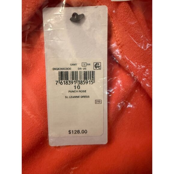 Guess Sl Leanne Dress Punch Rose Size 10 Polyester Womens Stylish Fit - Picture 2 of 4